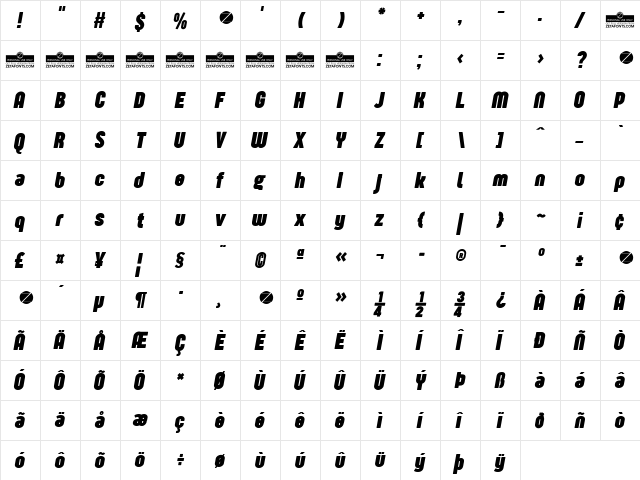 Sugo Pro Display Trial Bold Italic font glyphpreview