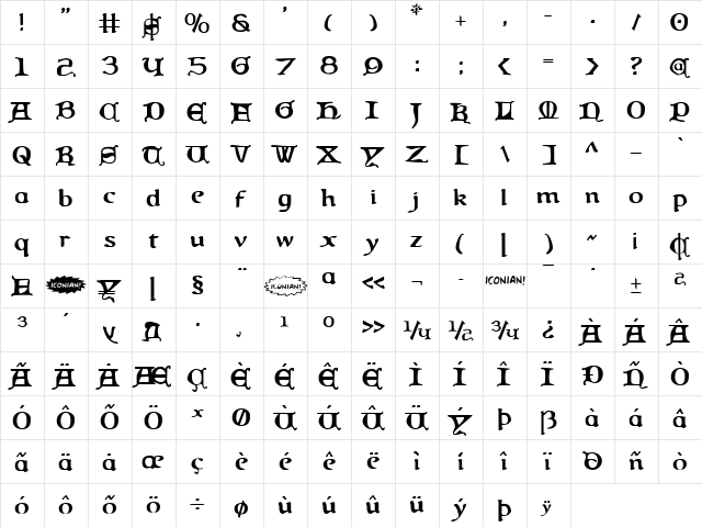 Queen & Country Regular font glyphpreview