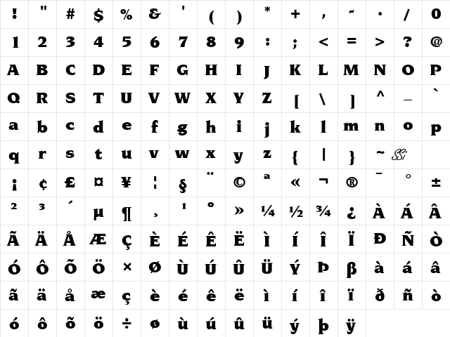 Trident Black SSi Black font glyphpreview