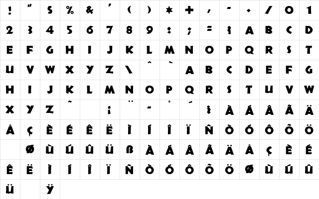 TribecaSolid Regular font glyphpreview