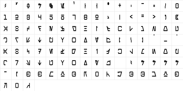 Aurebesh Condensed Bold font glyphpreview