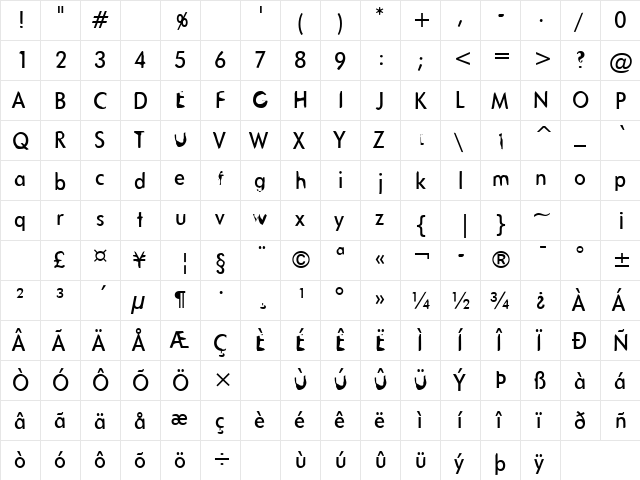 Tanklason Regular font glyphpreview