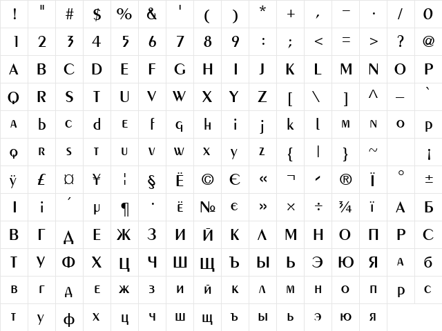 Penta Normal font glyphpreview