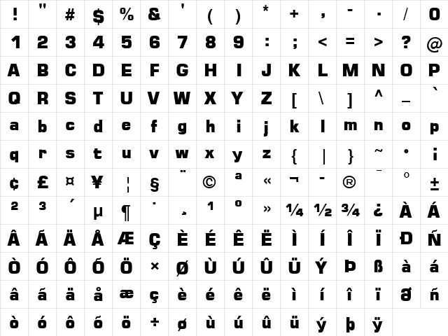 Square 721 Blk Regular font glyphpreview