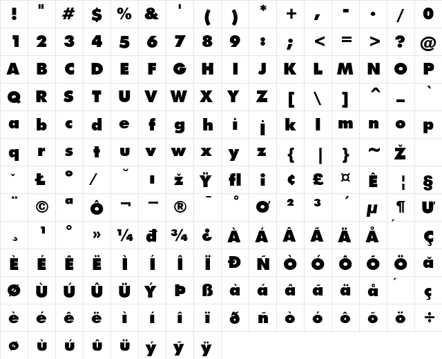 Futura-Black Bold font glyphpreview