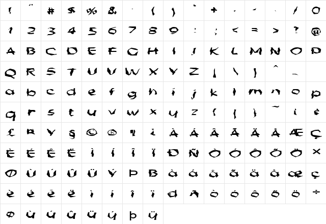 FZ WACKY 56 EX Normal font glyphpreview