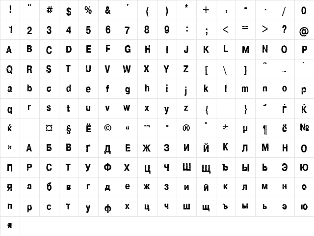 ft95 Regular font glyphpreview