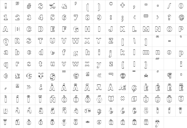 StephenBeckerOutline-Heavy Regular font glyphpreview