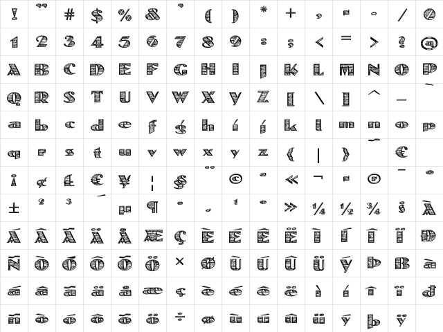 SkuareNot 'PlankYou' Regular font glyphpreview