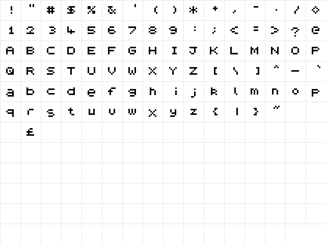 FiveByFive Regular font glyphpreview