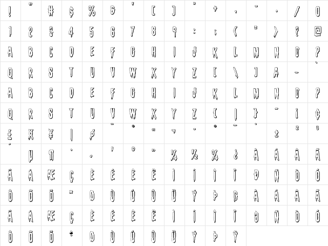 Eva Fangoria 3D Regular font glyphpreview