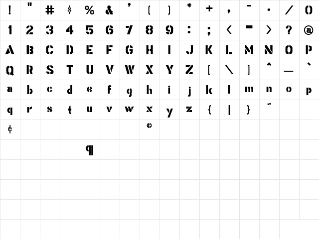Stencil Gothic Bold JL Regular font glyphpreview