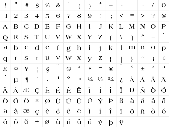 Americana Bold font glyphpreview