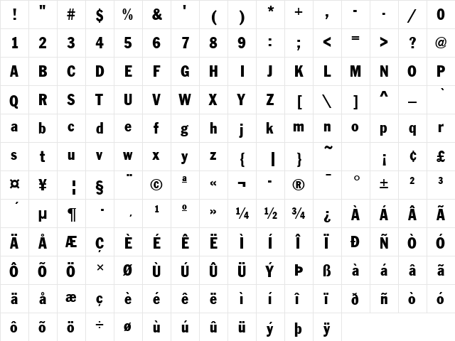 FranklinGotTRegCon Regular font glyphpreview