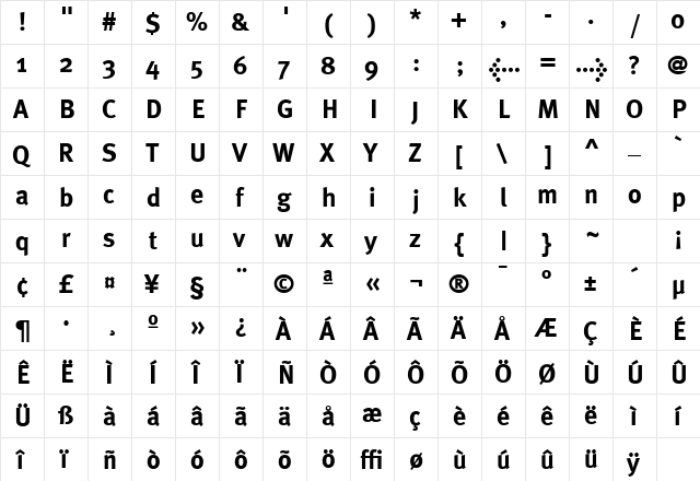 MetaPlus Bold Roman Regular font glyphpreview