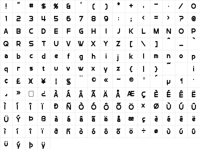 Chromia Condensed Bold font glyphpreview