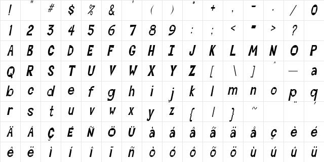 CocktailsCondensed Italic font glyphpreview