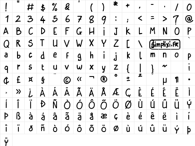 Simplixi Regular Regular font glyphpreview