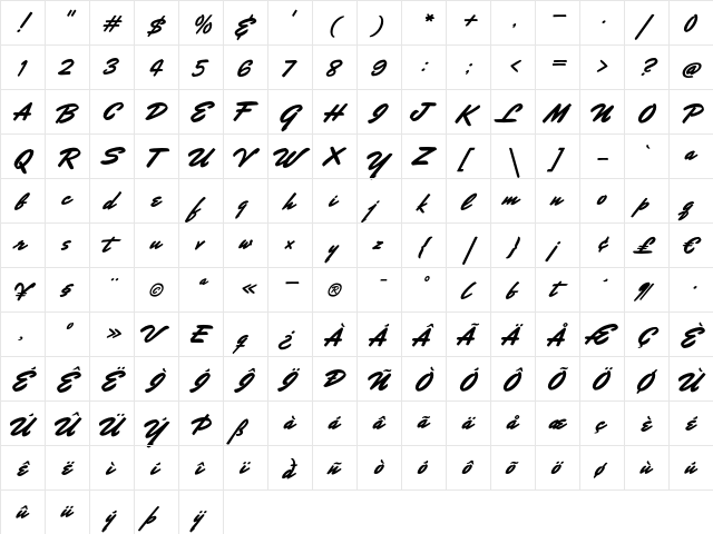 Mr Stalwart Regular font glyphpreview