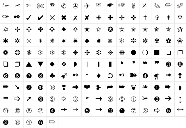 Dingbat Regular font glyphpreview