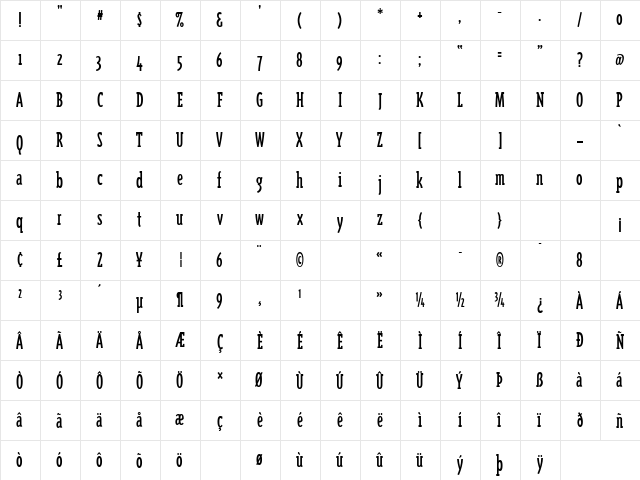TriplexCondSerif Regular font glyphpreview