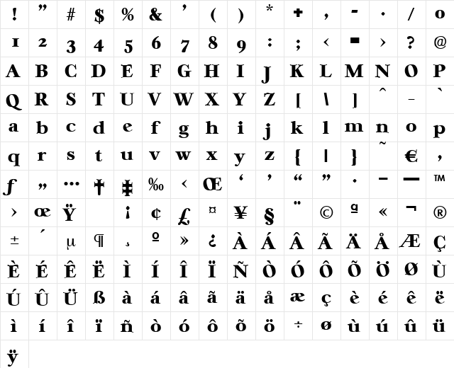 Casablanca-ExtraBold Regular font glyphpreview