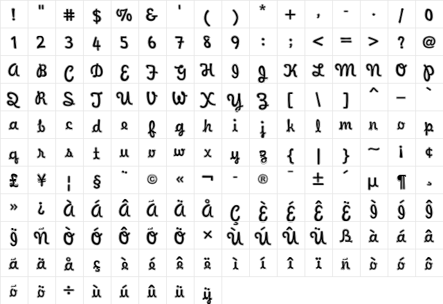 WaveeWeekend Regular font glyphpreview