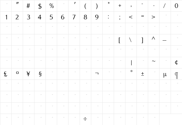 AlexonLightTab Regular font glyphpreview