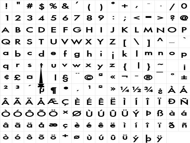 Fusi Extended Bold font glyphpreview
