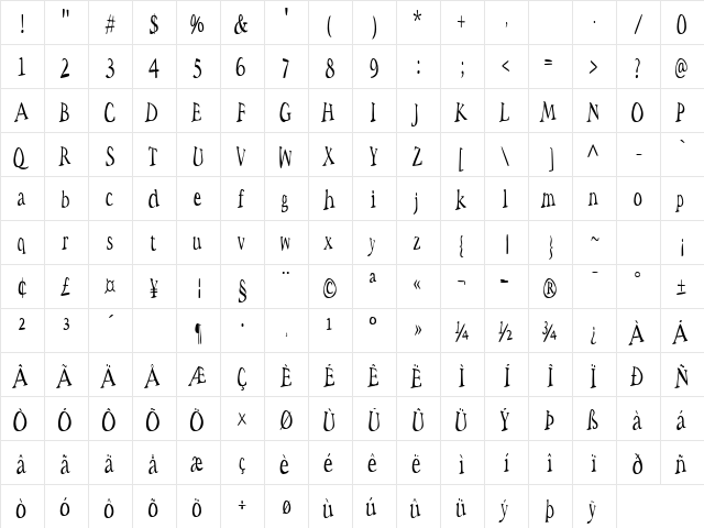 Space Woozies Regular font glyphpreview