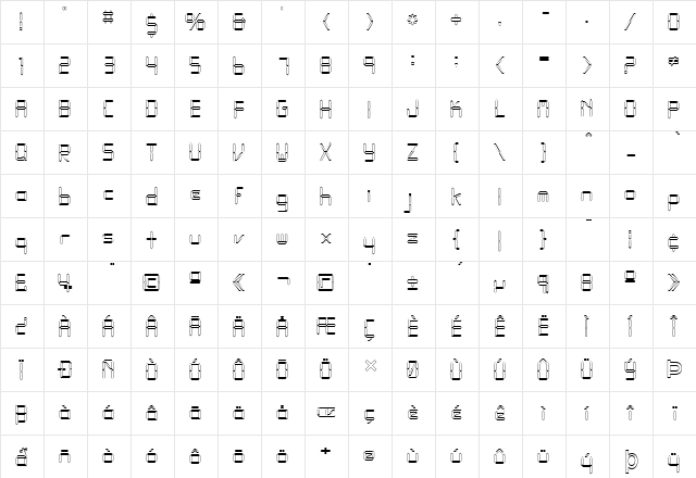 FZ DIGITAL 10 HOLLOW Normal font glyphpreview