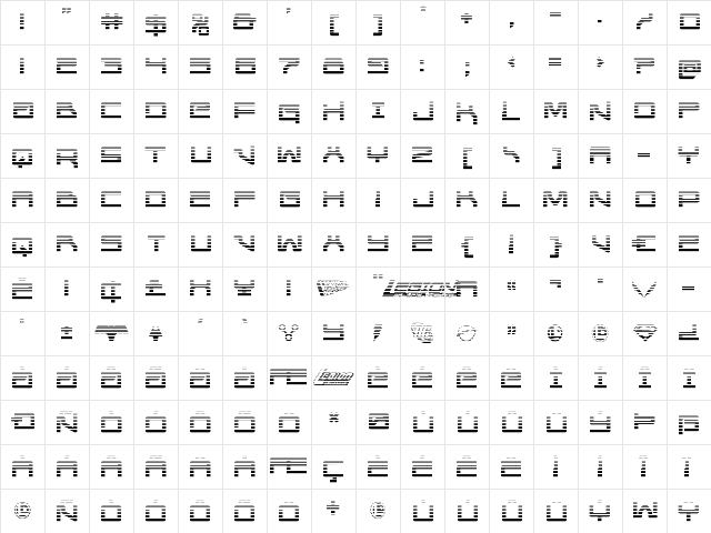 United Planets Gradient Regular font glyphpreview