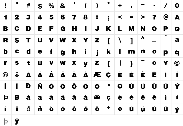 FZ BASIC 13 Normal font glyphpreview