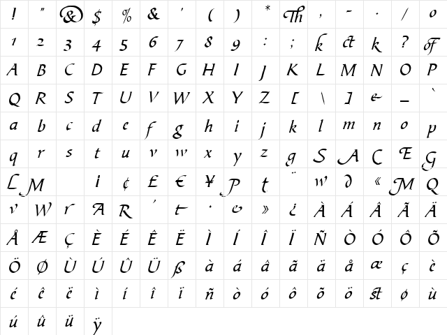 Script-B730 Regular font glyphpreview