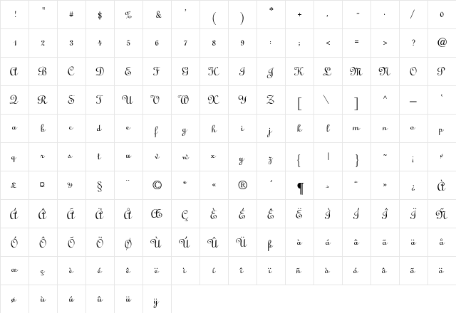 Siloscript-Light Regular font glyphpreview
