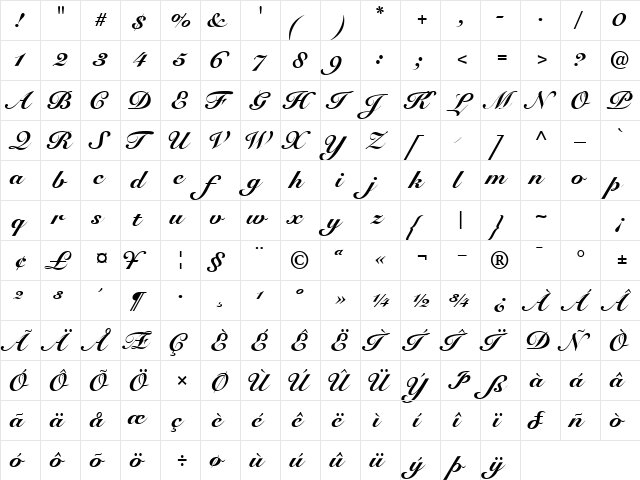 TangoScriptBlackSSK Regular font glyphpreview