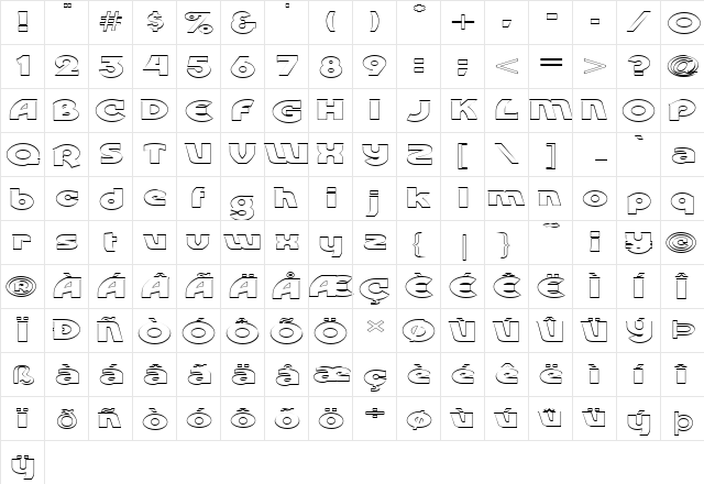 FZ JAZZY 52 HOLLOW EX Normal font glyphpreview