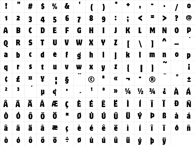 Motter Corpus Cond OS ITC TT Regular font glyphpreview