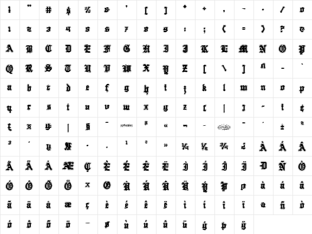 Quest Knight Academy Regular font glyphpreview