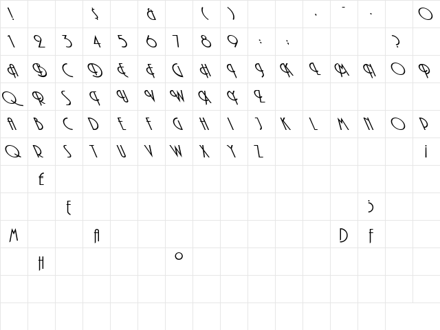 Andes Extreme Lefty Regular font glyphpreview