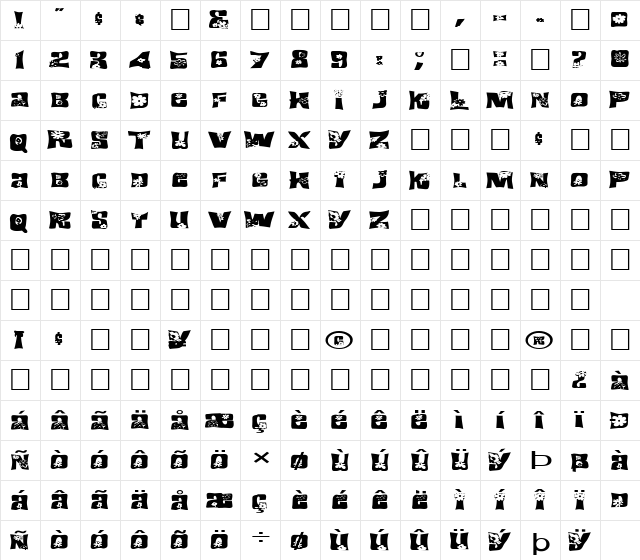 FZ WARPED 19 EX Normal font glyphpreview