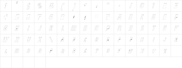 SubmarineCondensedOutline Regular font glyphpreview