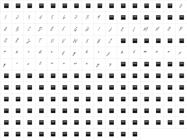 Simulate Minds - Demo Regular font glyphpreview