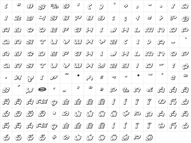Pulsar Class 3D Italic Italic font glyphpreview