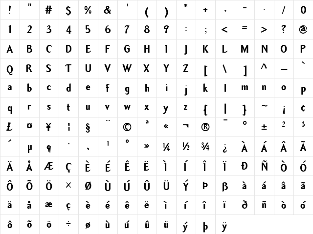 TemaCantanteSans Regular font glyphpreview