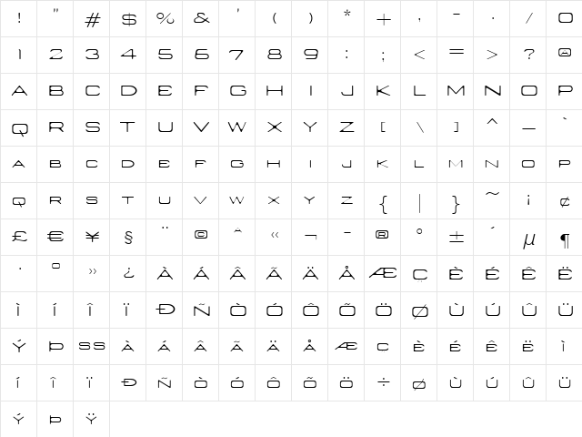 Nedian ExtraLight font glyphpreview