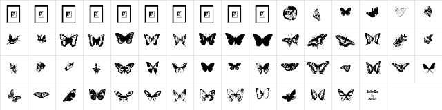 Butterflies by Darrian Ultra-expanded font glyphpreview