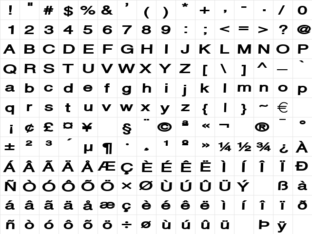 AlpsExtended Bold font glyphpreview