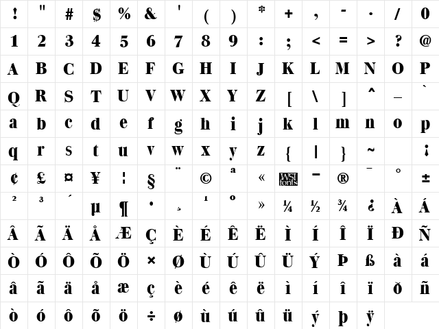 QuantasExtrabold Regular font glyphpreview
