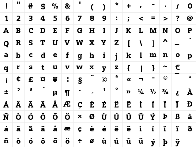 Siemens Slab Black Regular font glyphpreview